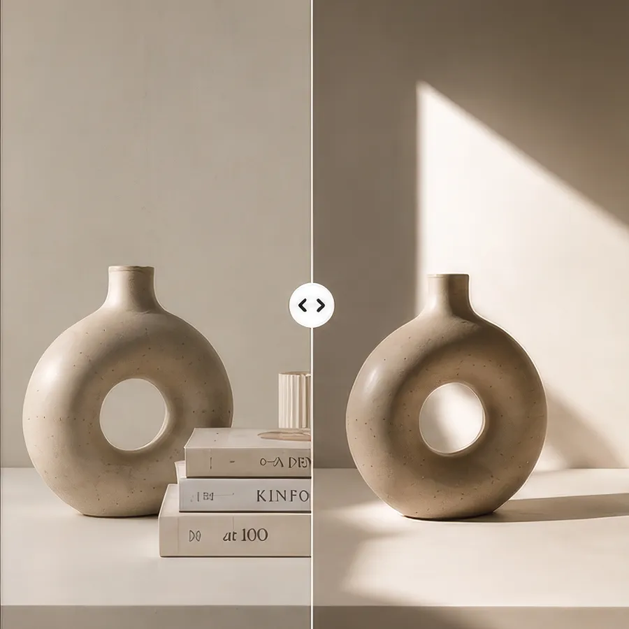 Objects removed from a styled tabletop scene